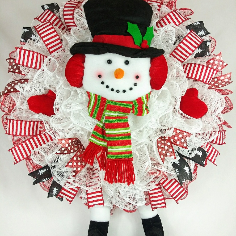 SOLD🎀Christmas Jolly Snowman Wreath - Picture 4 of 7